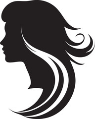 Timeless Temptation Vector Woman Face in Black Shadowed Siren Black Icon of Womans Face