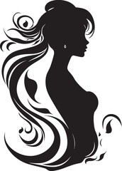 Vintage Verve Black Woman Face Icon Ethereal Elegance Vector Woman Face in Black