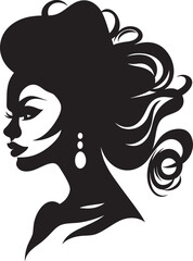 Mystical Maiden Black Icon of Womans Face Charcoal Charm Vector Woman Face in Black