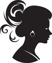 Midnight Muse Vector Design of Woman Face in Black Silhouette Serenity Black Icon of Womans Face