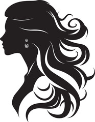 Vintage Verve Black Icon of Womans Face Shadowed Siren Vector Woman Face in Black