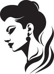 Vintage Vixen Vector Design of Woman Face in Black Obsidian Opulence Black Icon of Womans Face