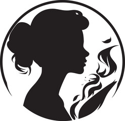 Mystical Maiden Vector Woman Face in Black Charcoal Charm Black Woman Face Icon