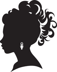 Midnight Mystery Black Icon of Womans Face Elegant Embrace Vector Woman Face in Black