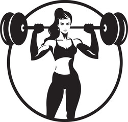 Noir Nature Black Icon of Woman Fitness Logo Strong Spirit Vector Woman Fitness Logo in Black