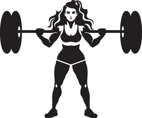Sculpted Strength Black Icon of Woman Fitness Logo Vigorous Vibe Vector Woman Fitness Logo in Black