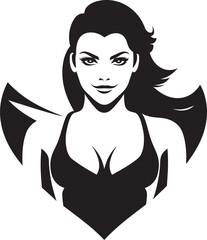 Empowered Essence Black Woman Fitness Logo Icon Dynamic Drive Vector Woman Fitness Logo in Black