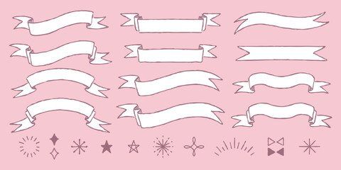 手書きのリボンフレームセット
