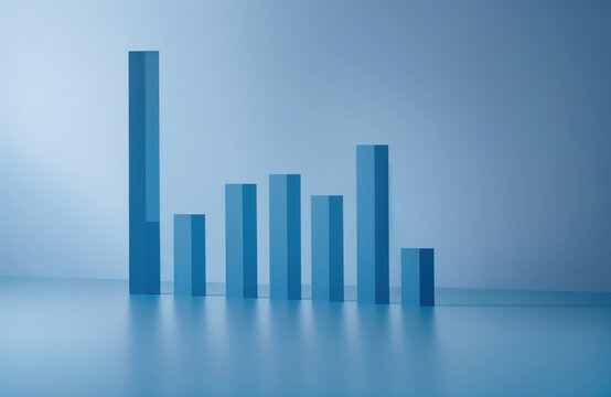 Bar chart on blue background.