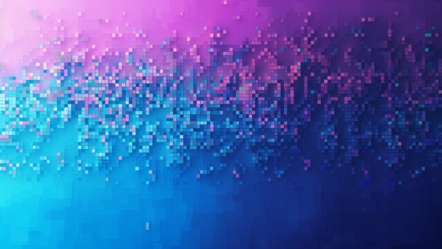 Digital Dusk: Blue And Purple Pixel Art Gradient