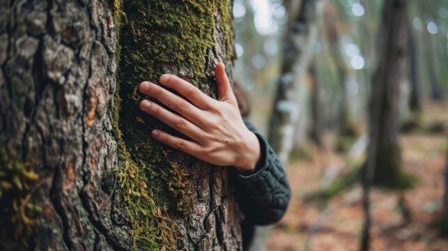 person's hugging a tree generative ai