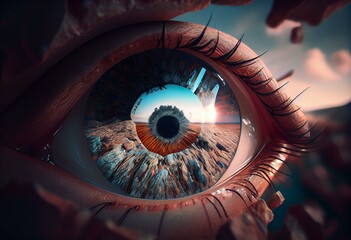 Inclinations can blind our views and limit perspective - pictured as word Inclinations on eyes to symbolize that Inclinations can distort perception of the world, 3d illustration. Generative AI - obrazy, fototapety, plakaty