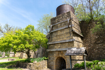 Hurstville Lime Kilns in Maquoketa, Iowa. Four kilns heated limestone rock mined from nearby...