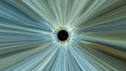 Light entering human eye at speed of light. Blue-Green colored iris. Abstract background art work....