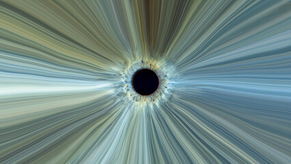 Light entering human eye at speed of light. Blue-Green colored iris. Abstract background art work....