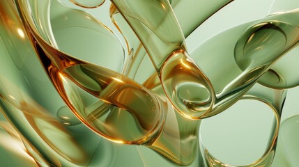 liquid abstract sage green and amber flowing calm background