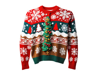 a christmas sweater with a tree decoration