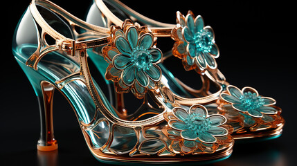 3d image of ladies shoes made of glass