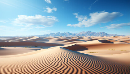 Naklejka premium Majestic mountain range, striped sand dunes, tranquil scene, remote beauty generated by AI
