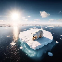 Fototapeten Polar bear on a tiny floating patch of ice © Fab