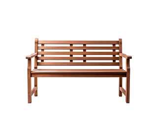 a wooden bench with armrests