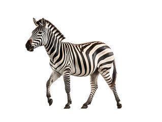 Fototapeta na wymiar a zebra walking on a white background