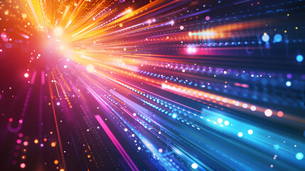 Naklejka premium Neon colored geometric speed lines abstract technology background.