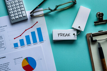 There is word card with the word FREAK. It is as an eye-catching image.