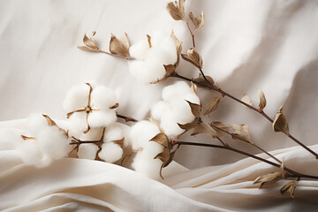 Cotton Branch on Eco Fabric Top View
