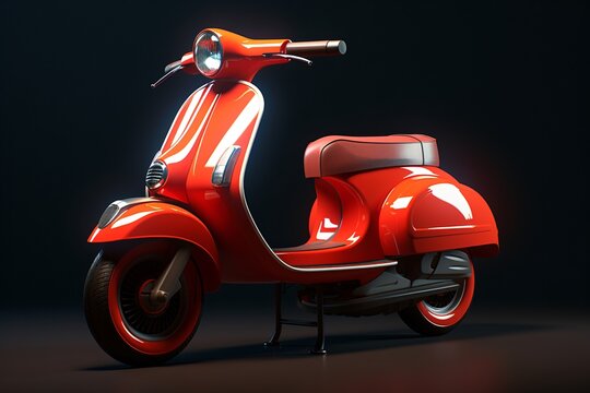 a red scooter with a black background