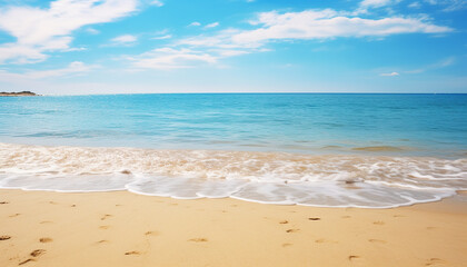 Fototapeta na wymiar Tropical coastline, blue wave, summer sun, tranquil water, paradise generated by AI