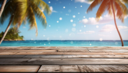 Tropical palm tree on sandy beach, tranquil summer vacation generated by AI