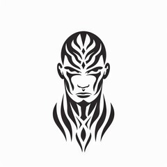 Bold Man Tribal Vector Monochrome Silhouette Illustration Isolated on White Background - Tattoo - Clipart - Logo - Graphic Design Element

