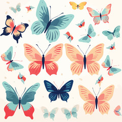 Summer background with colorful butterflies.
