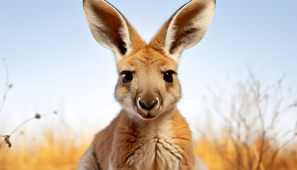 Fototapeta premium Cute rabbit looking at camera in grassy meadow generated by AI