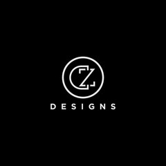 initial letter cz or zc luxury circle logo design - obrazy, fototapety, plakaty