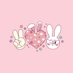 cute easter illustration of peace and love 
