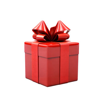 Red gift box with ribbon, png file of isolated cutout on transparent background
