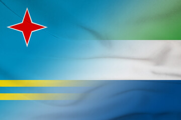 Aruba and Sierra Leone official flag international contract SLE ABW - obrazy, fototapety, plakaty