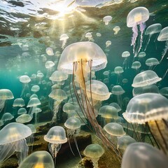 綺麗なクラゲの群れ