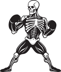 Fototapeta na wymiar Skeletal Smackdown Ferocity in Skeleton Boxing