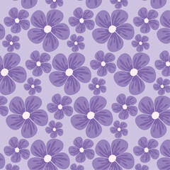 Printable seamless floral pattern with prple flowers