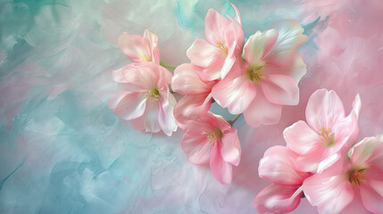Flowers on a pastel background, room for text