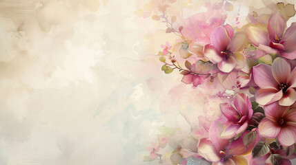 Obraz na płótnie Canvas Flowers on a pastel background, room for text