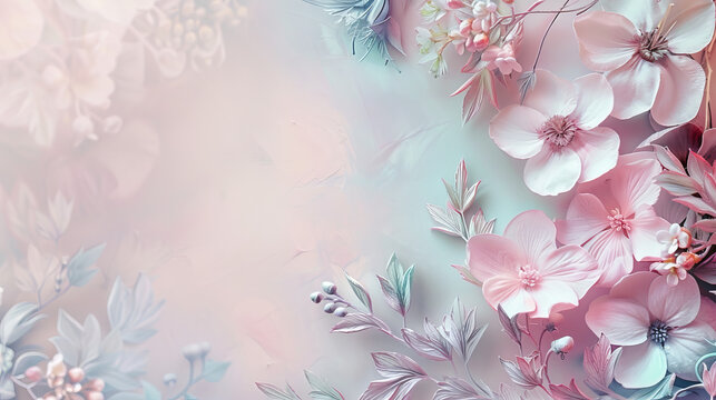 Flowers on a pastel background, room for text
