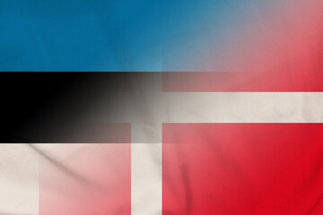 Fototapeta premium Estonia and Denmark national flag transborder negotiation DNK EST