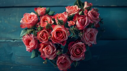 realistic roses arranged in heart generative ai