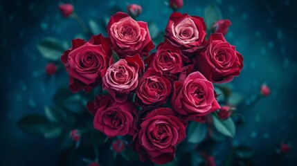 realistic roses arranged in heart generative ai