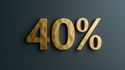 40% discount on promotional sales. A number with a percent sign is written in gold letters on a dark gray background