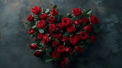 realistic roses arranged in heart generative ai